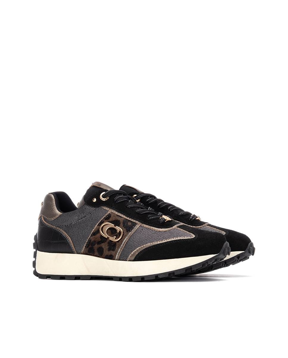 Zapatilla de mujer de piel - Carmela - Negro Negro-5