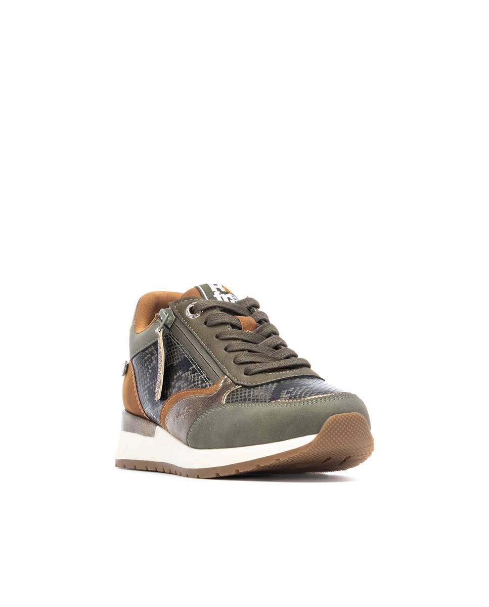 Zapatilla de mujer con cordones - Refresh - Kaki Kaki-3
