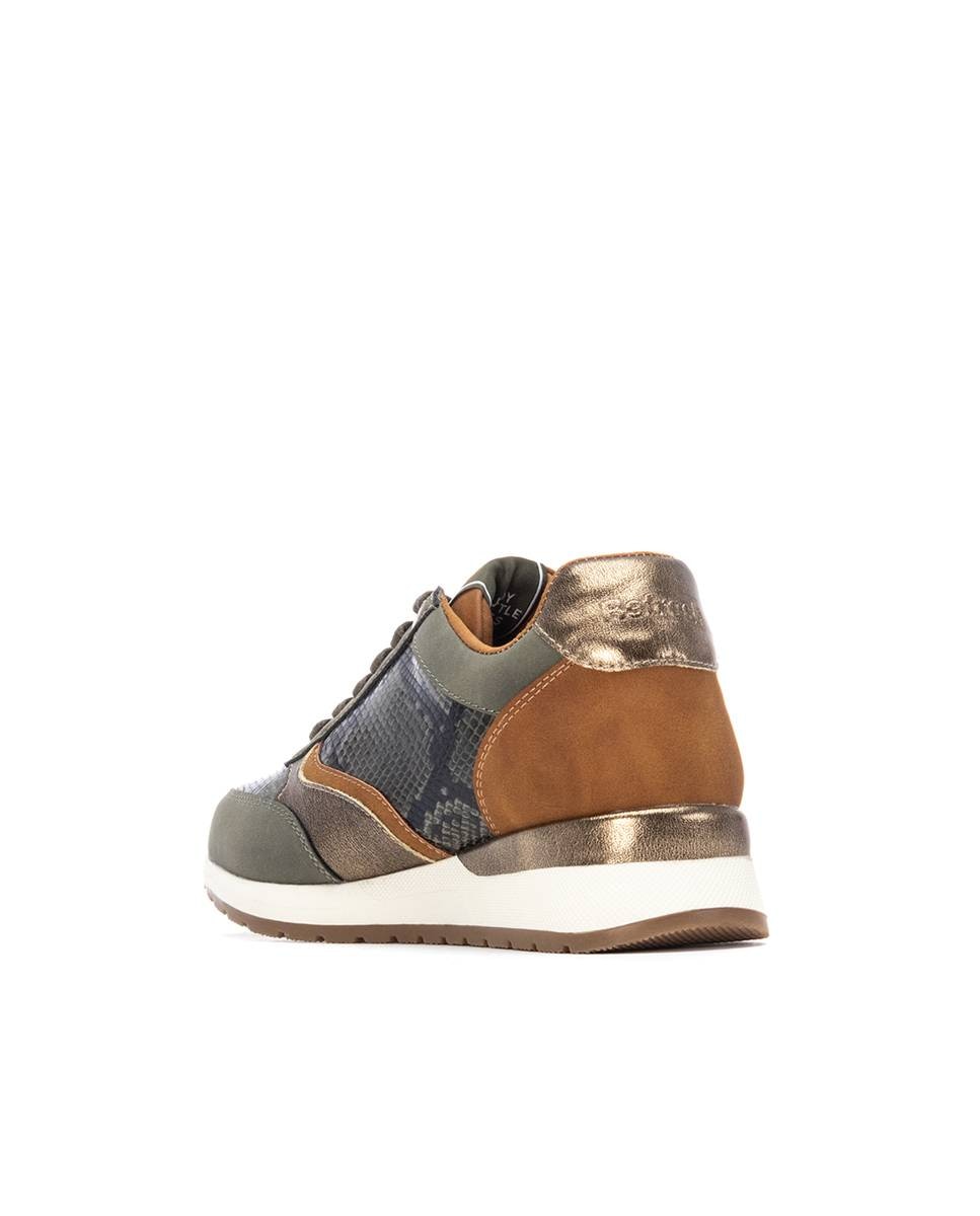 Zapatilla de mujer con cordones - Refresh - Kaki Kaki-4