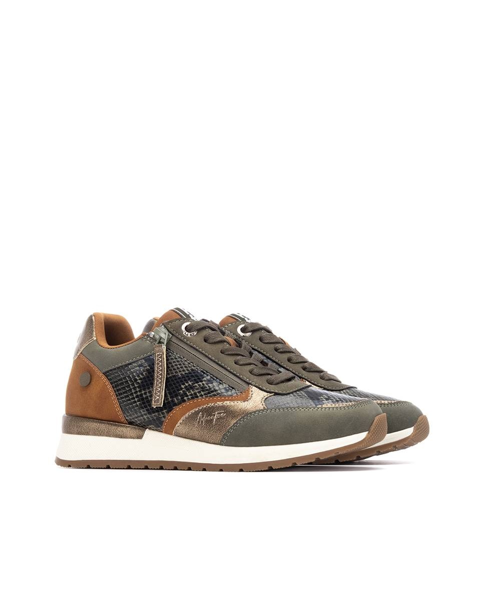 Zapatilla de mujer con cordones - Refresh - Kaki Kaki-5