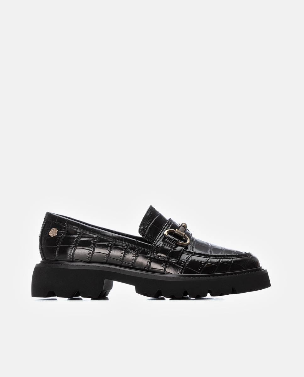 Mocasines de mujer planos con hebilla decorativa - Carmela - Negro Negro-1