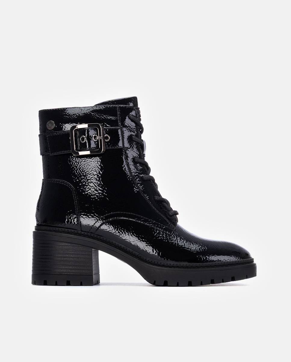 Botines de mujer de charol con tacón ancho - Xti - Negro Negro-1