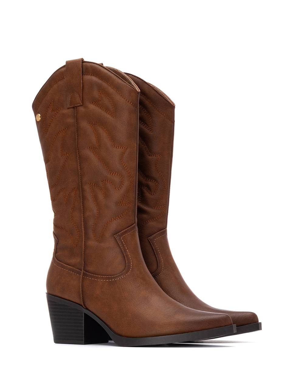 Bota de mujer cowboy metalizada - Xti - Camel Camel-4
