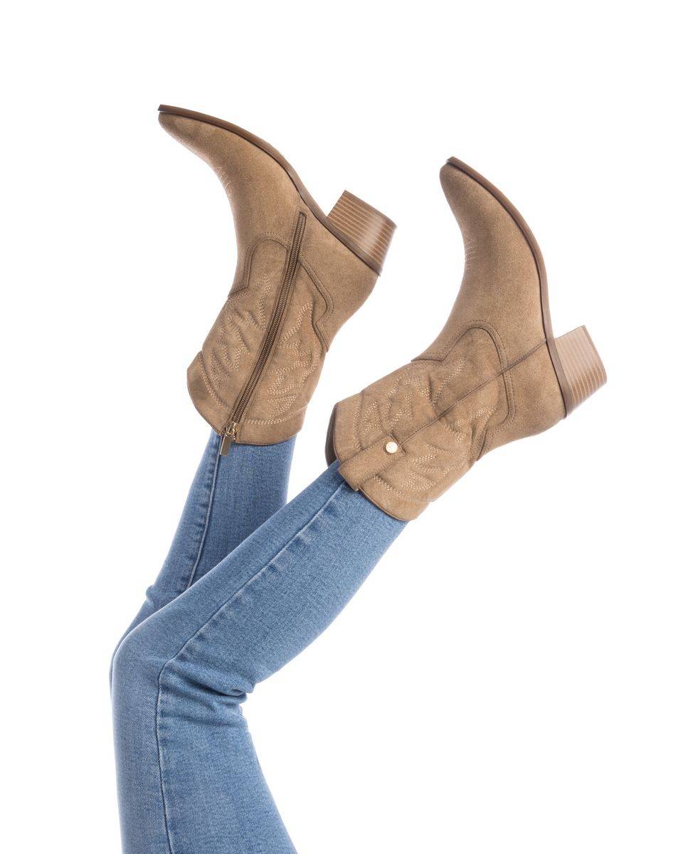 Botín de mujer cowboy con tacón - Xti - Beige Beige-2