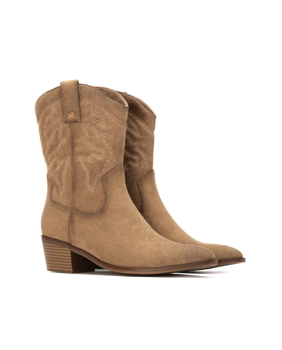 Botín de mujer cowboy con tacón - Xti - Beige Beige-5