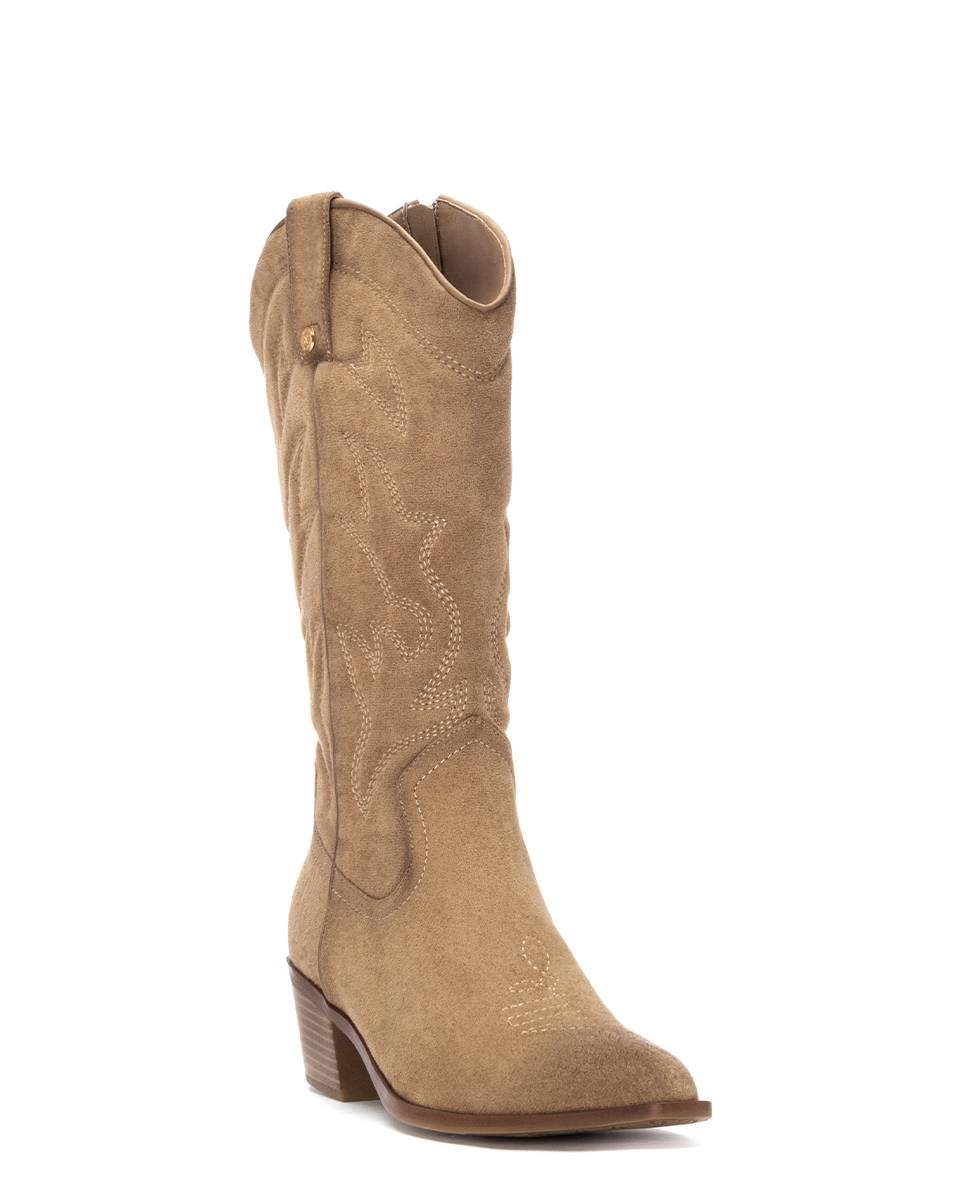 Bota de mujer cowboy de antelina - Xti - Beige Beige-3