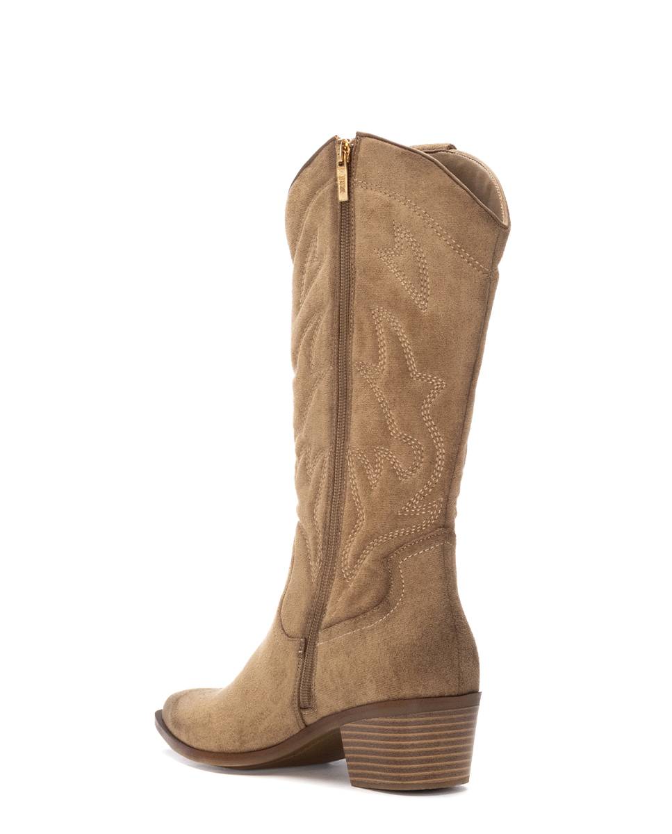 Bota de mujer cowboy de antelina - Xti - Beige Beige-4