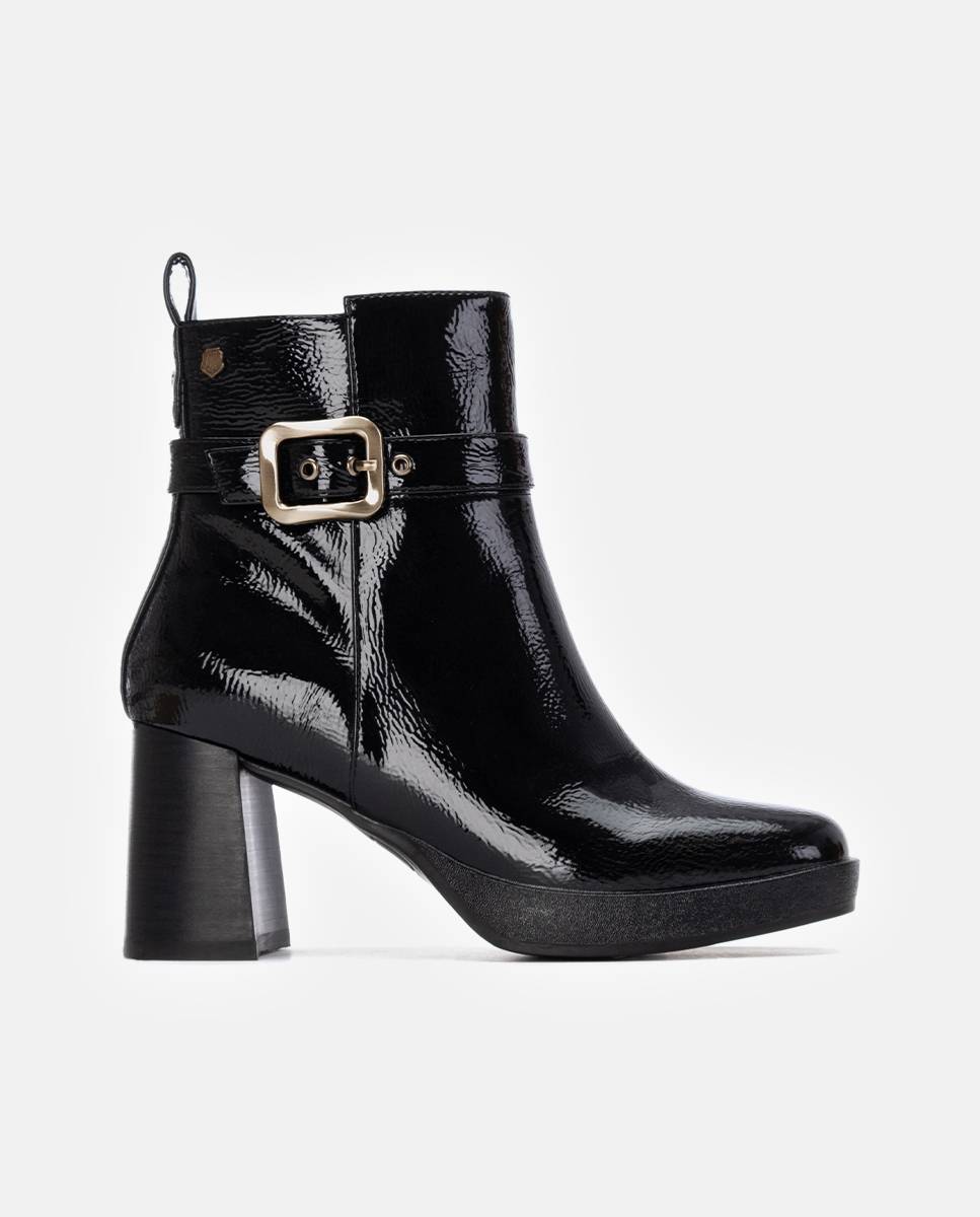 Botines de mujer con cremallera de piel - Carmela - Negro Negro-1