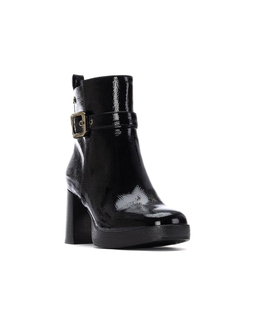 Botines de mujer con cremallera de piel - Carmela - Negro Negro-3
