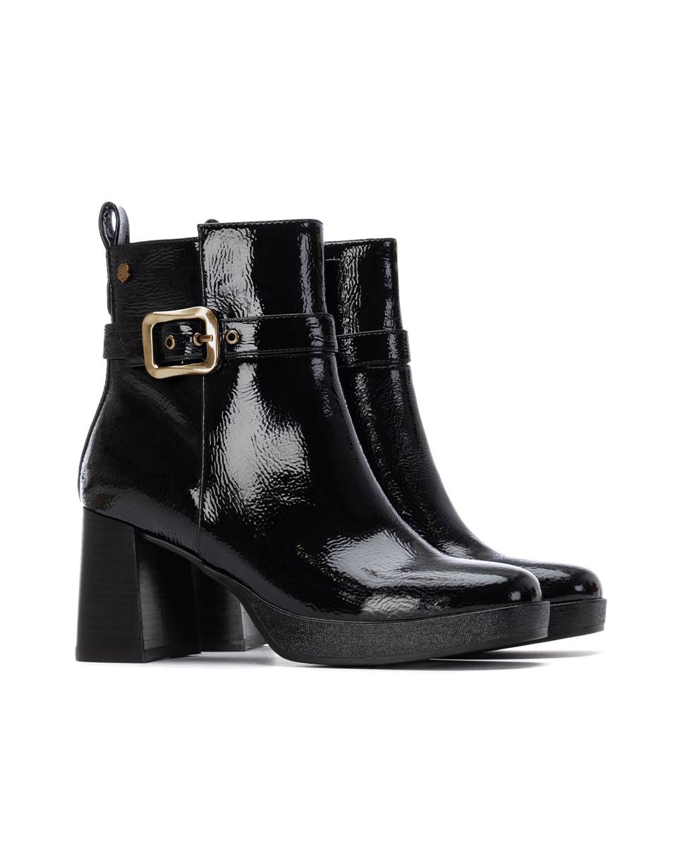 Botines de mujer con cremallera de piel - Carmela - Negro Negro-5