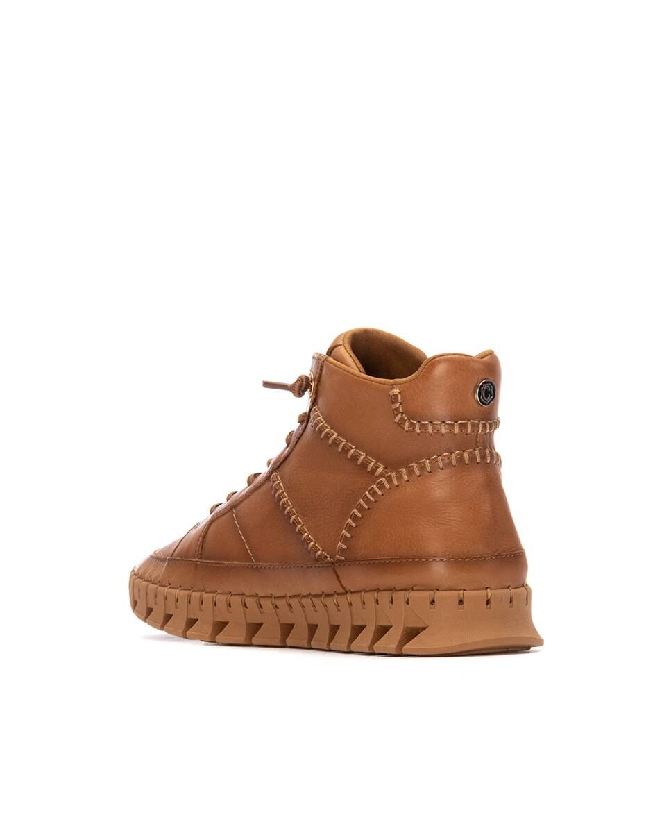 Botines básicos de mujer de piel con cordones - Carmela - Camel Camel-4