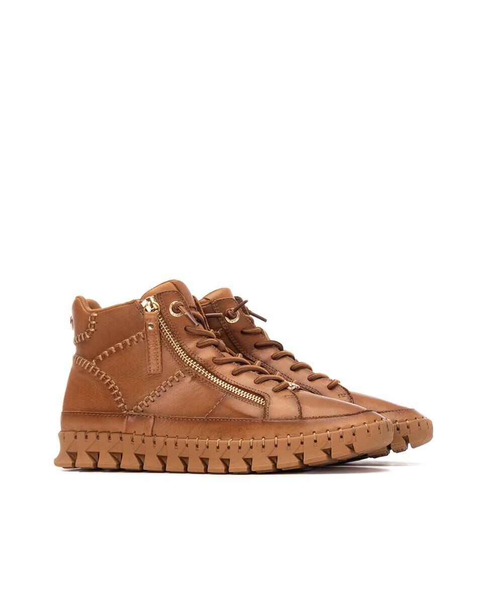 Botines básicos de mujer de piel con cordones - Carmela - Camel Camel-5