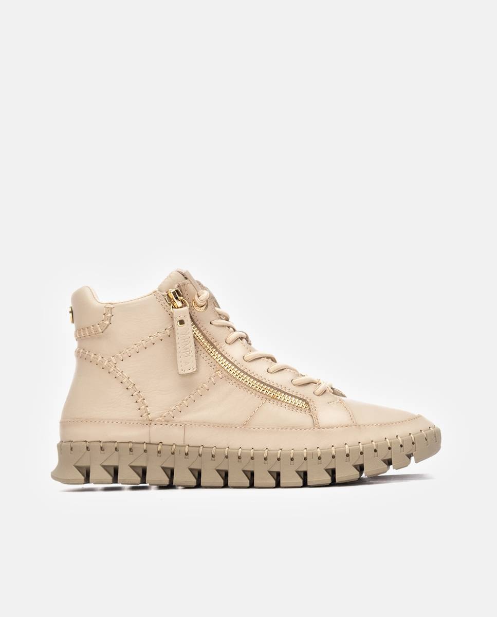 Botines básicos de mujer de piel con cordones - Carmela - Beige Beige-1