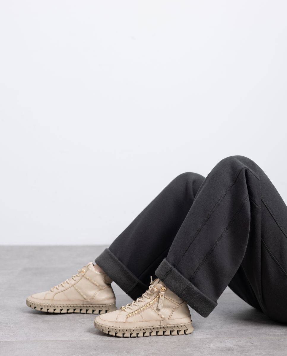 Botines básicos de mujer de piel con cordones - Carmela - Beige Beige-2