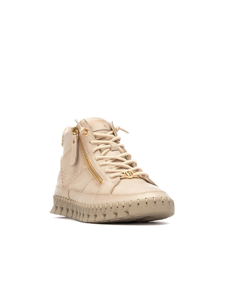 Botines básicos de mujer de piel con cordones - Carmela - Beige Beige-3