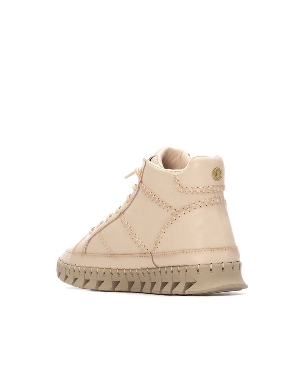Botines básicos de mujer de piel con cordones - Carmela - Beige Beige-4