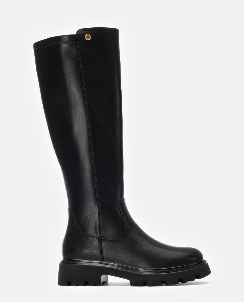 Bota con suela track de mujer plana elástica - Xti - Negro Negro-1