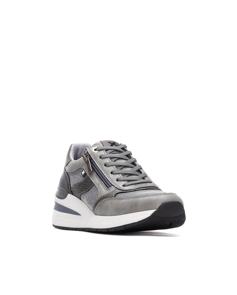 Zapatilla de mujer con cremallera - Xti - Gris Gris-3