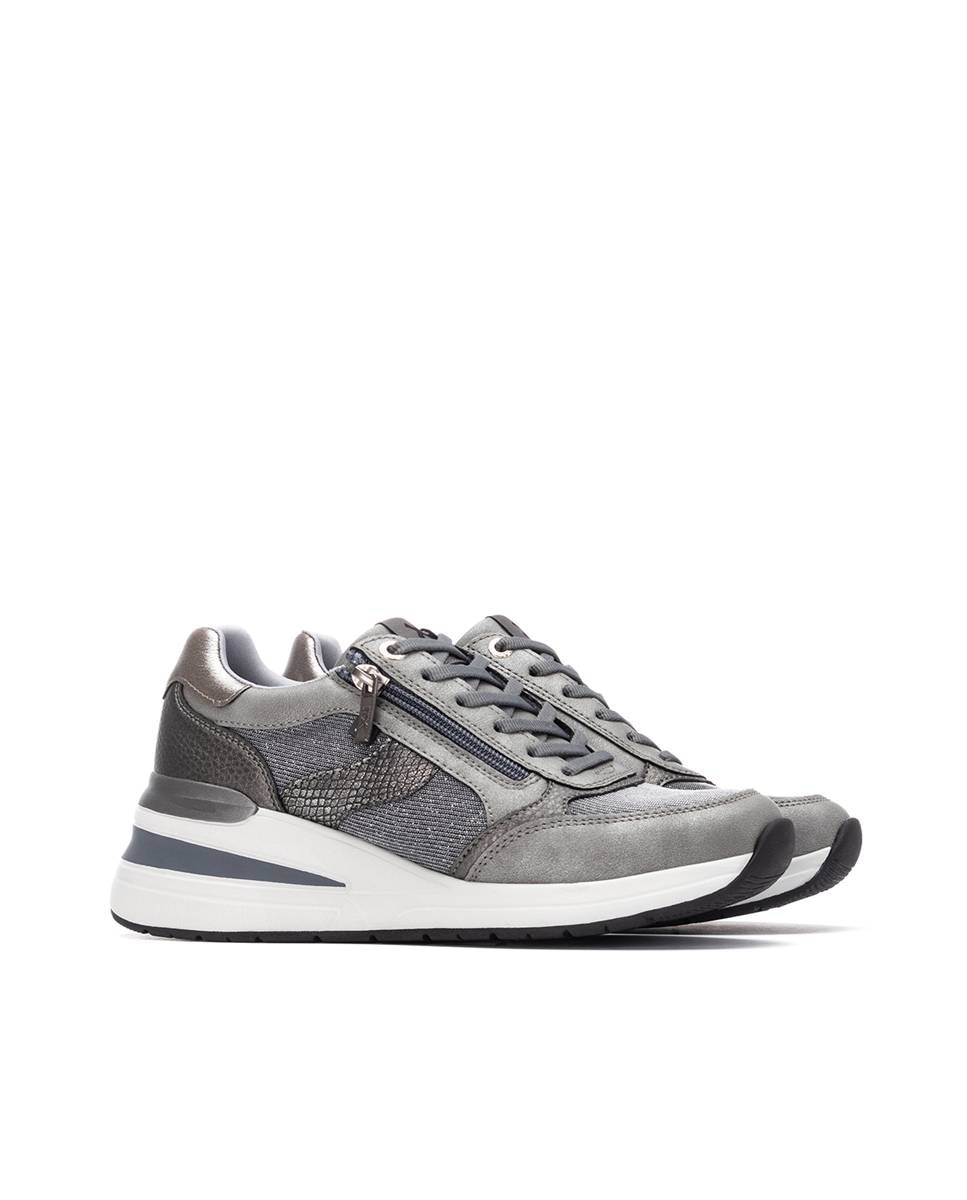 Zapatilla de mujer con cremallera - Xti - Gris Gris-5