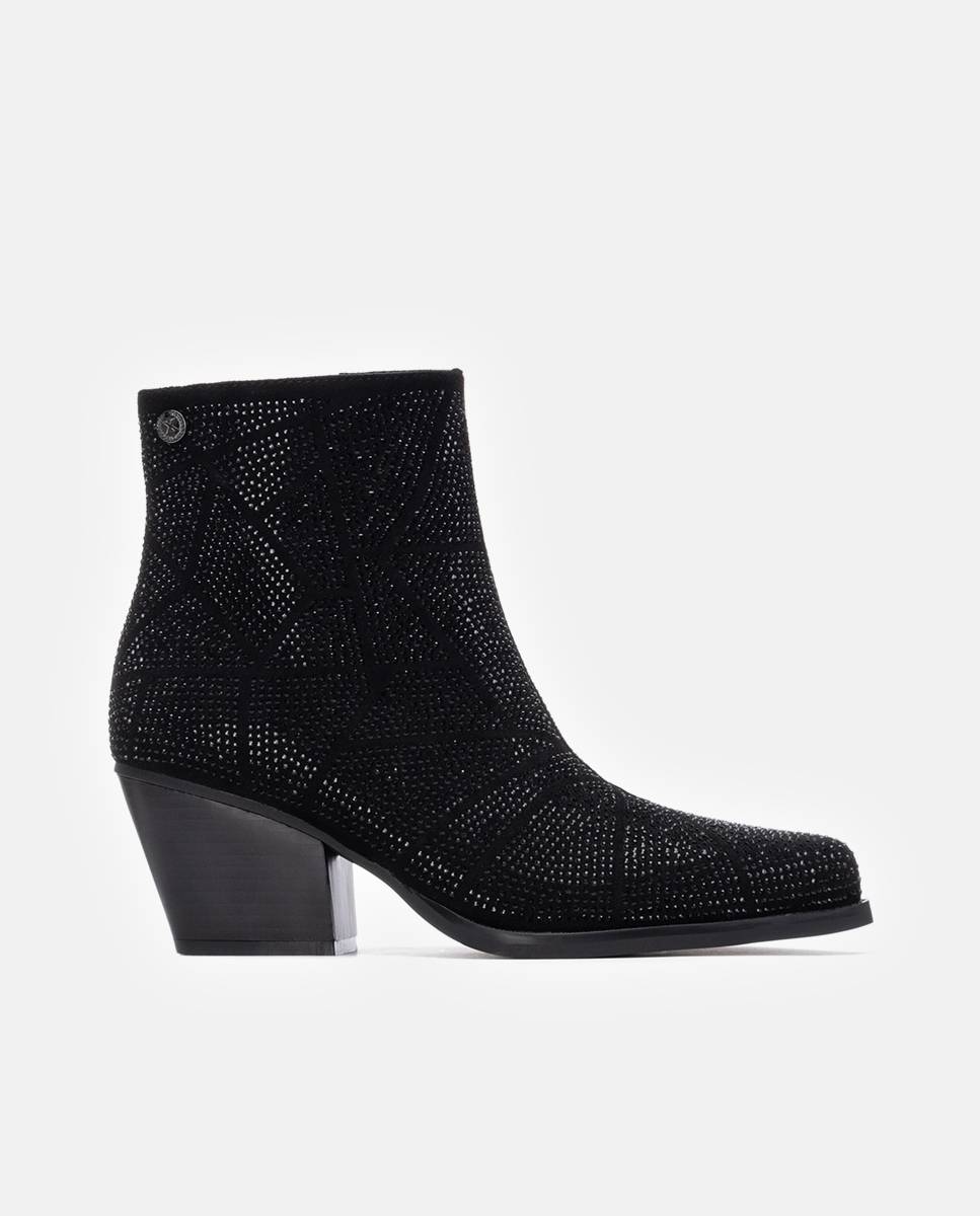 Botines de mujer cowboy con tachas - Xti - Negro Negro-1