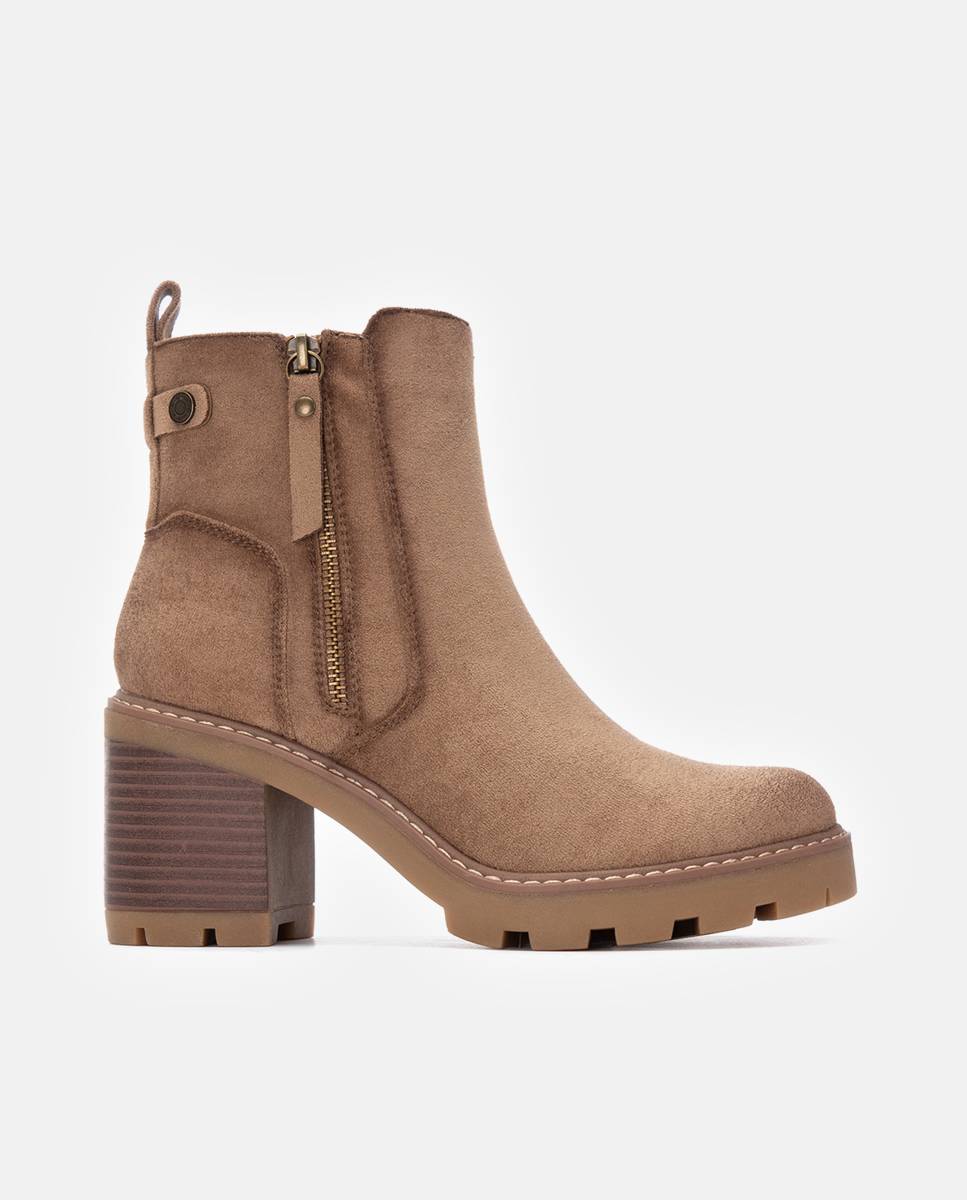 Botines básicos de mujer con cremallera - Refresh - Beige Beige-1
