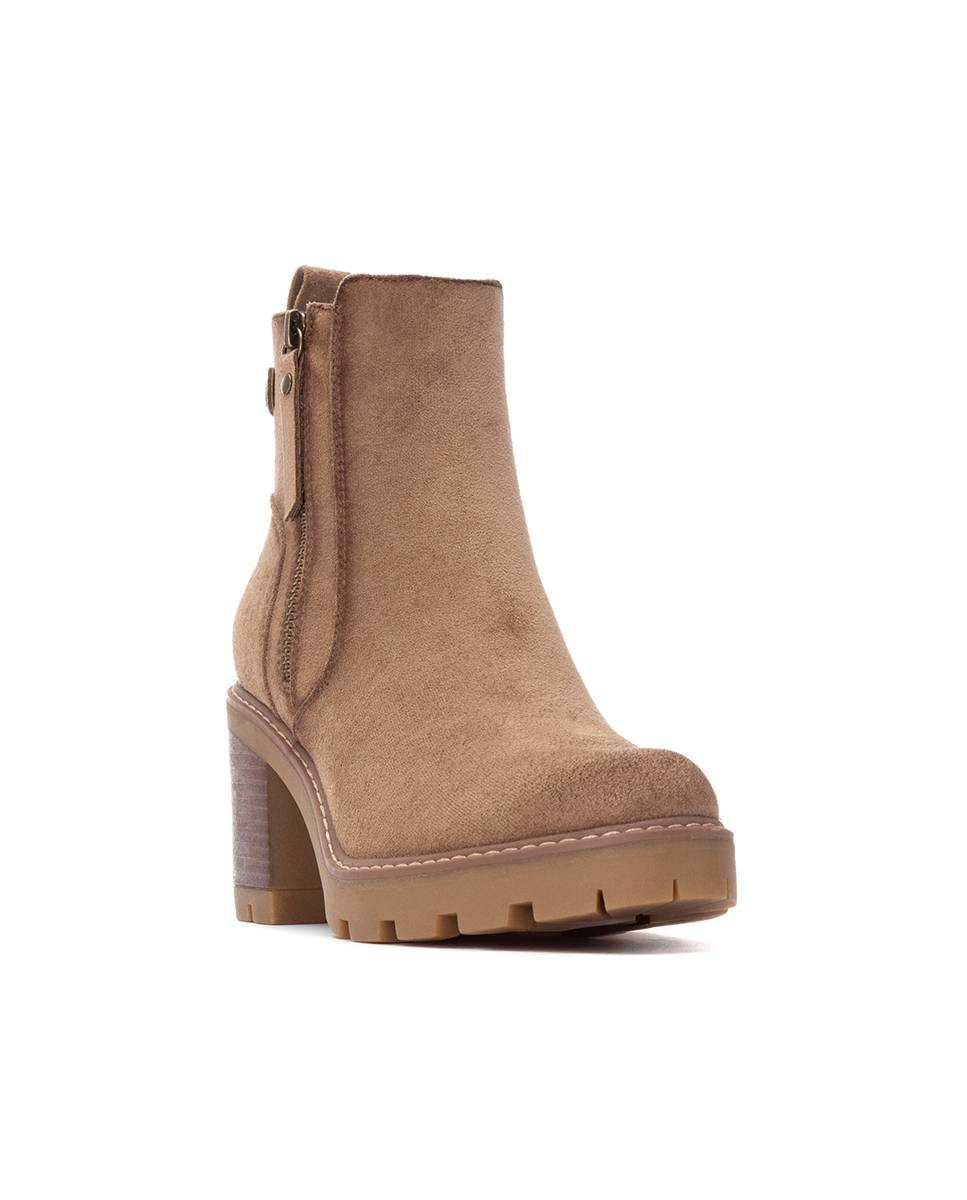 Botines básicos de mujer con cremallera - Refresh - Beige Beige-3