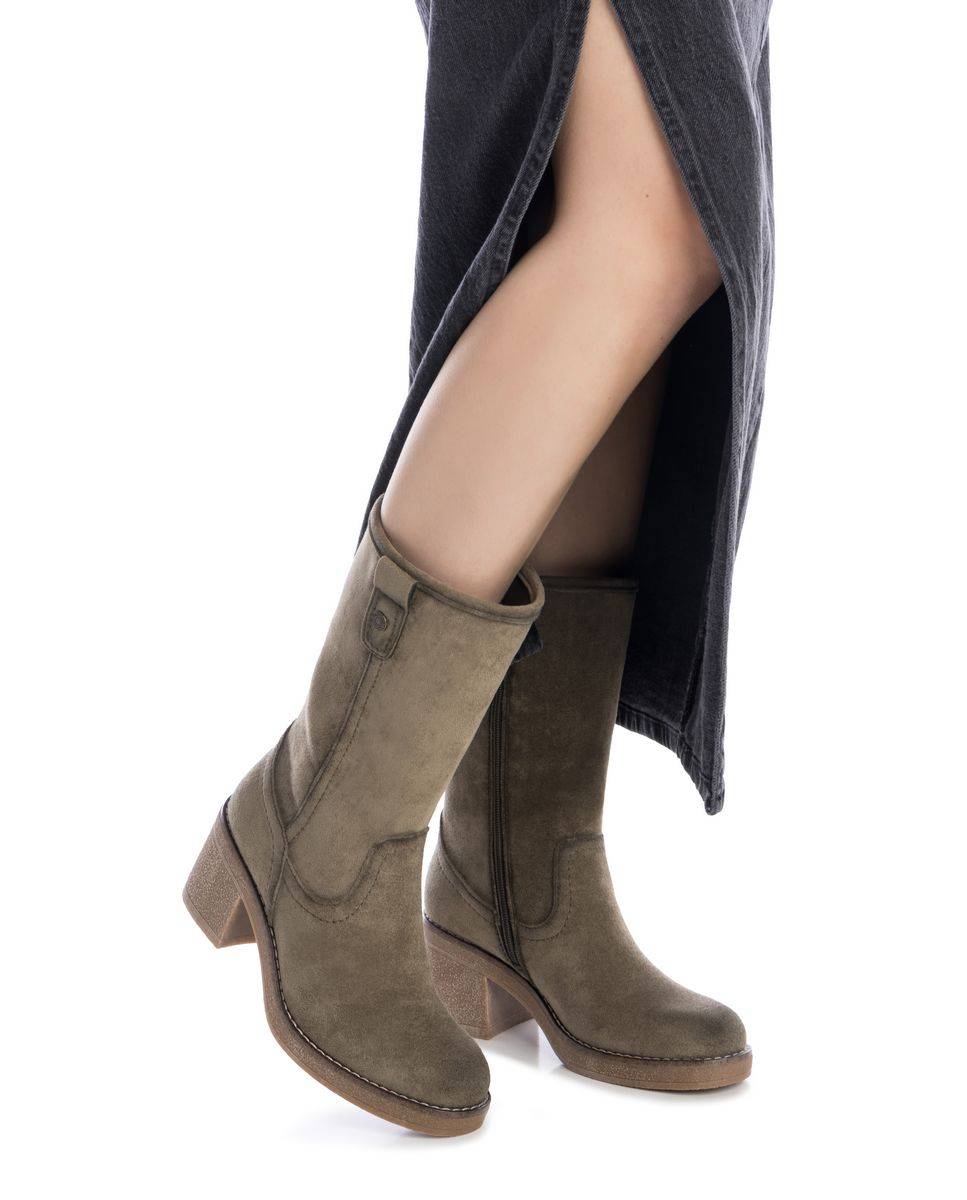 Botines de mujer con cremallera - Refresh - Kaki Kaki-2