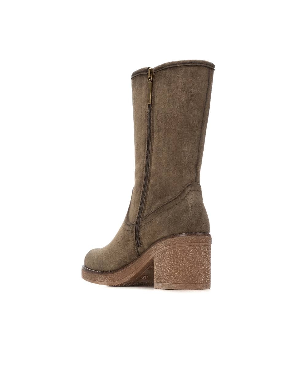 Botines de mujer con cremallera - Refresh - Kaki Kaki-4