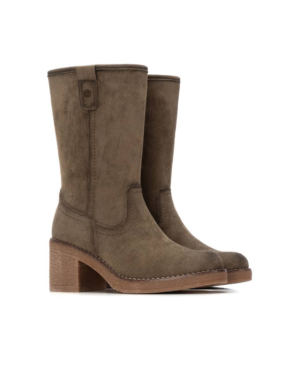 Botines de mujer con cremallera - Refresh - Kaki Kaki-5
