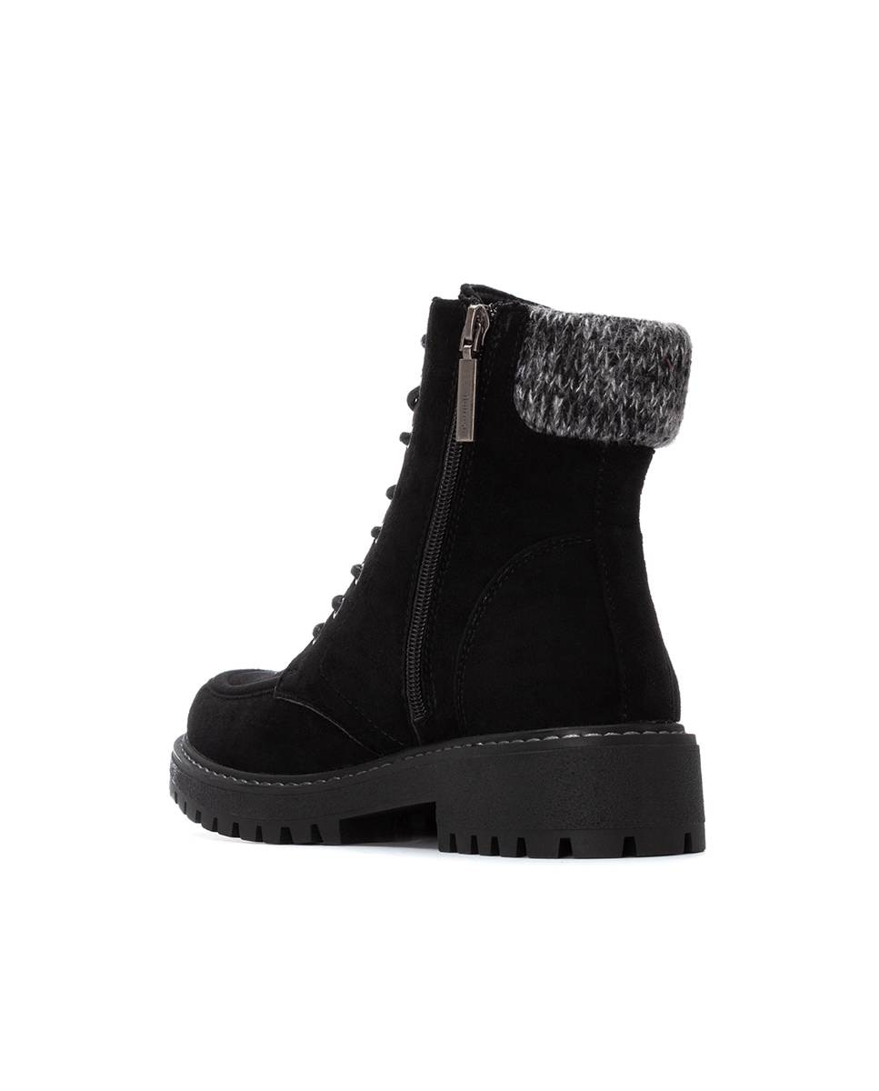 Botines con pelo de mujer con cordones - Refresh - Negro Negro-4