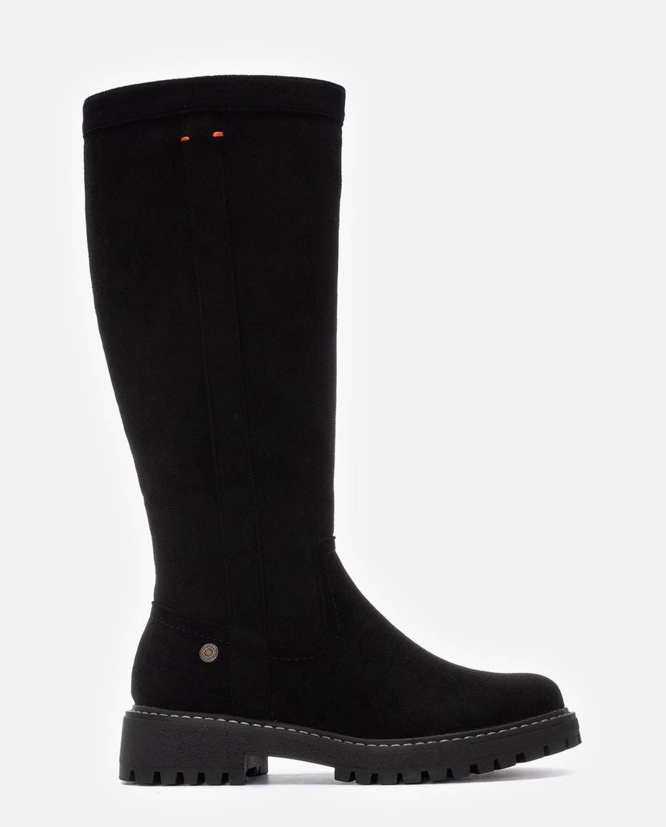 Bota de mujer con cremallera de antelina - Refresh - Negro Negro-1