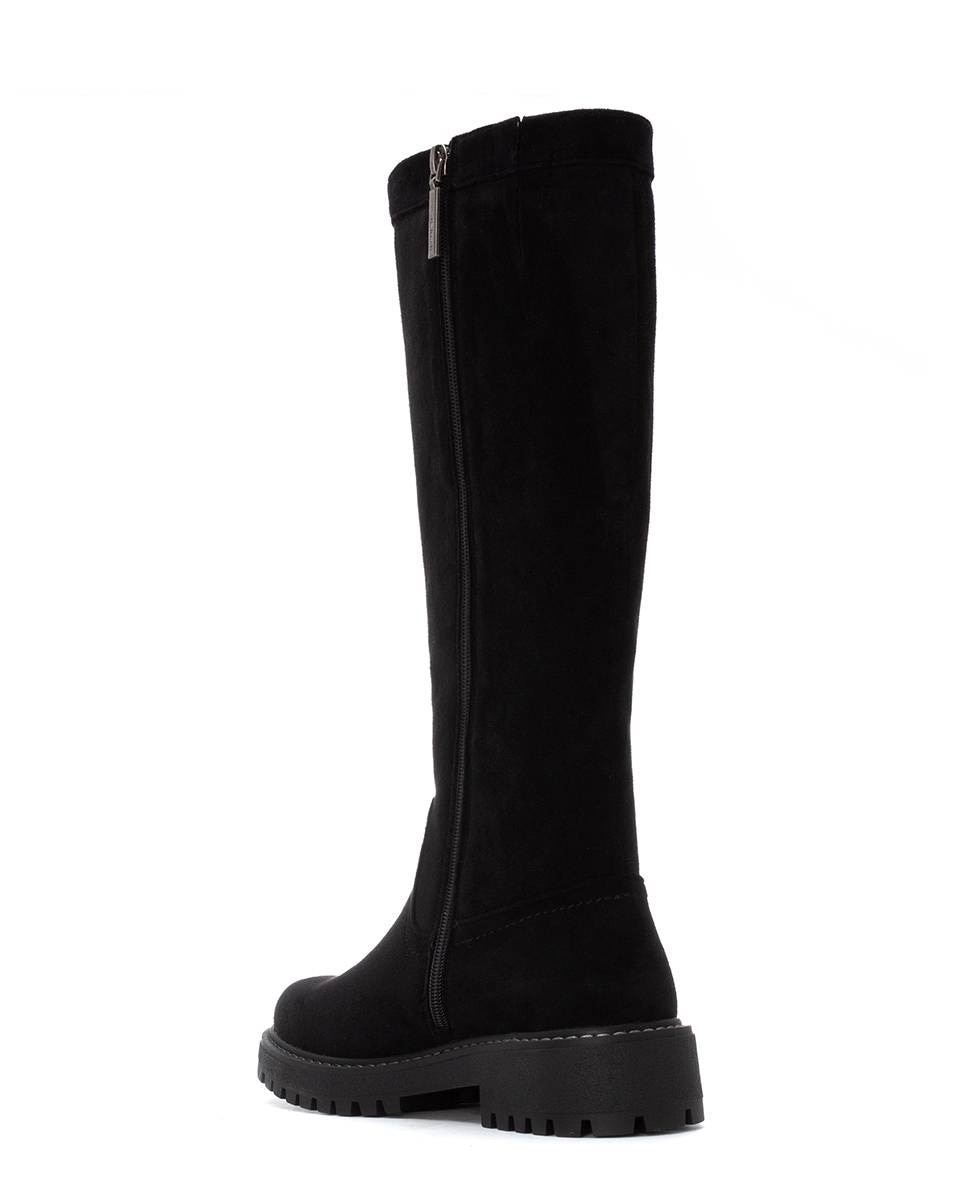 Bota de mujer con cremallera de antelina - Refresh - Negro Negro-4