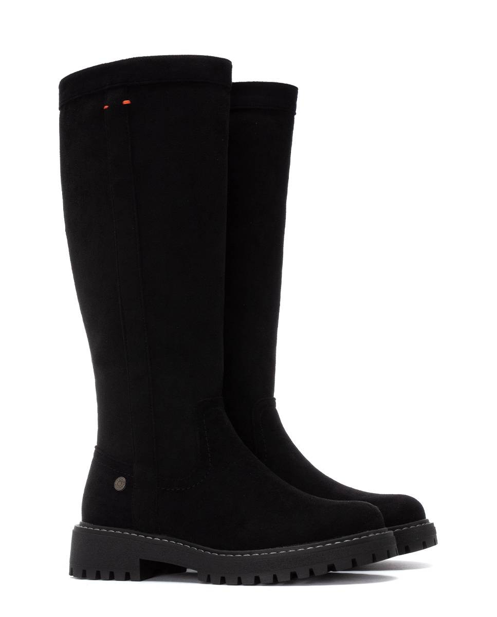 Bota de mujer con cremallera de antelina - Refresh - Negro Negro-5