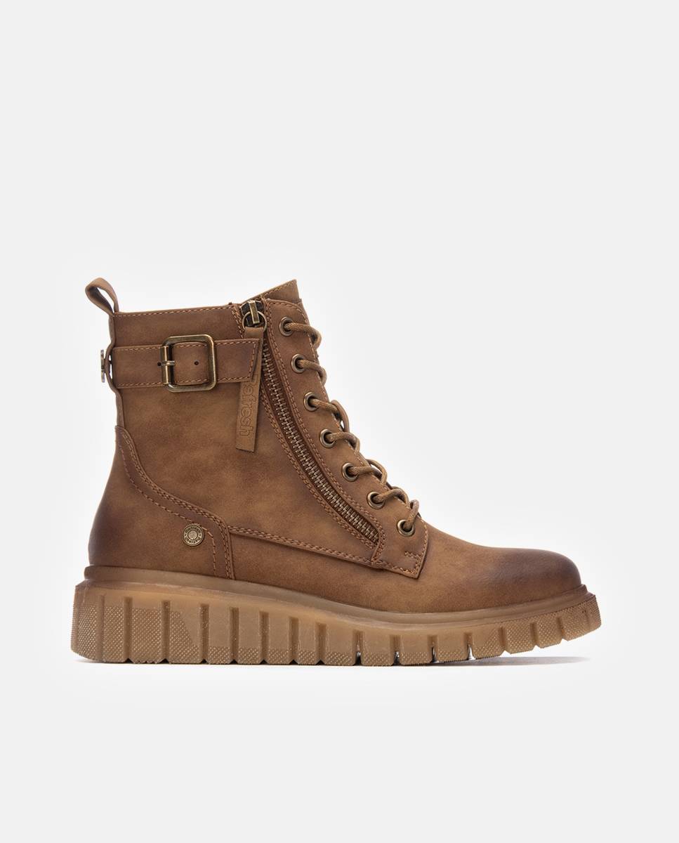 Botín de mujer con cordones - Refresh - Camel Camel-1
