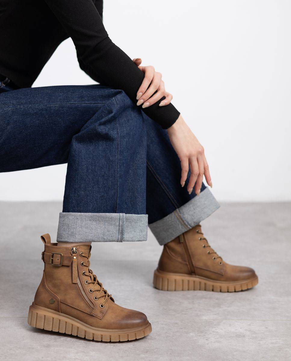 Botín de mujer con cordones - Refresh - Camel Camel-2