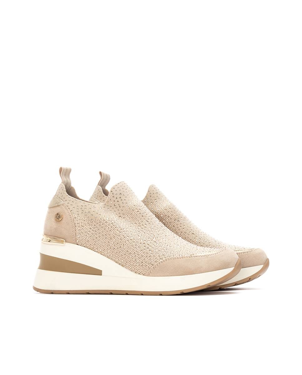Zapatillas básicas de mujer con cuña - Xti - Beige Beige-5