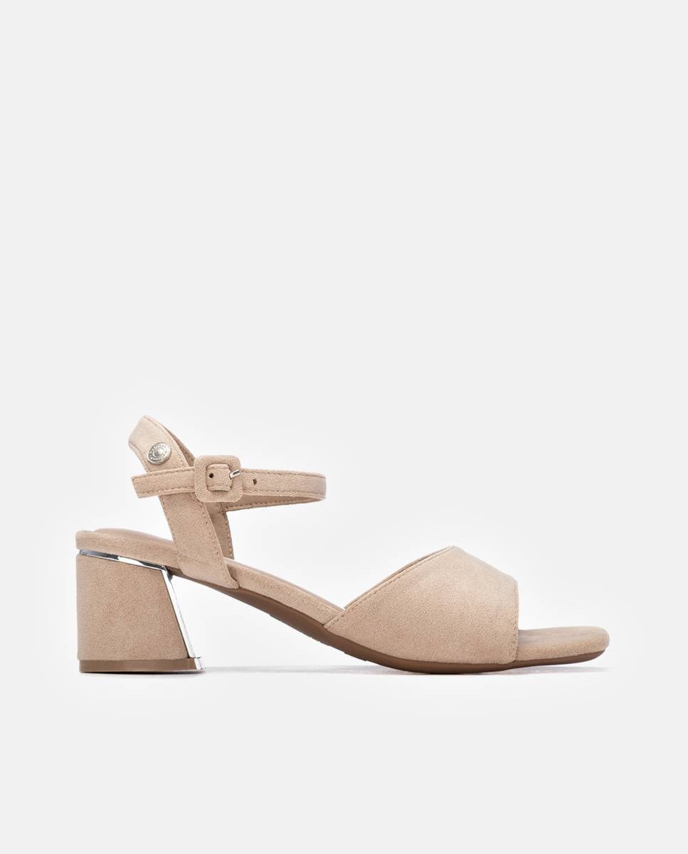 Imagen 0 de Sandalias con tacón de mujer y cierre de hebilla Beige