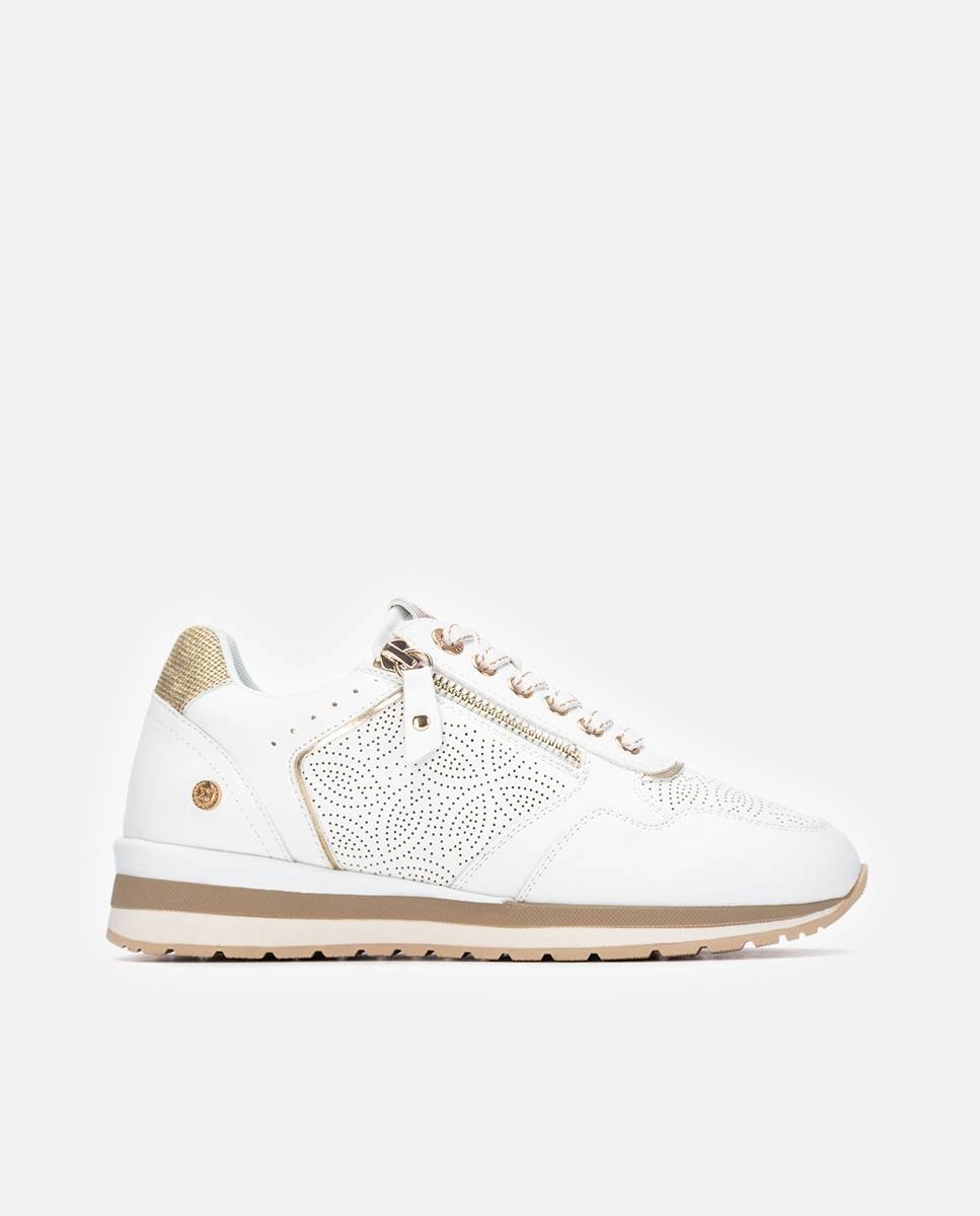 Zapatillas con cuña de mujer con cordones - Xti - Beige Beige-1