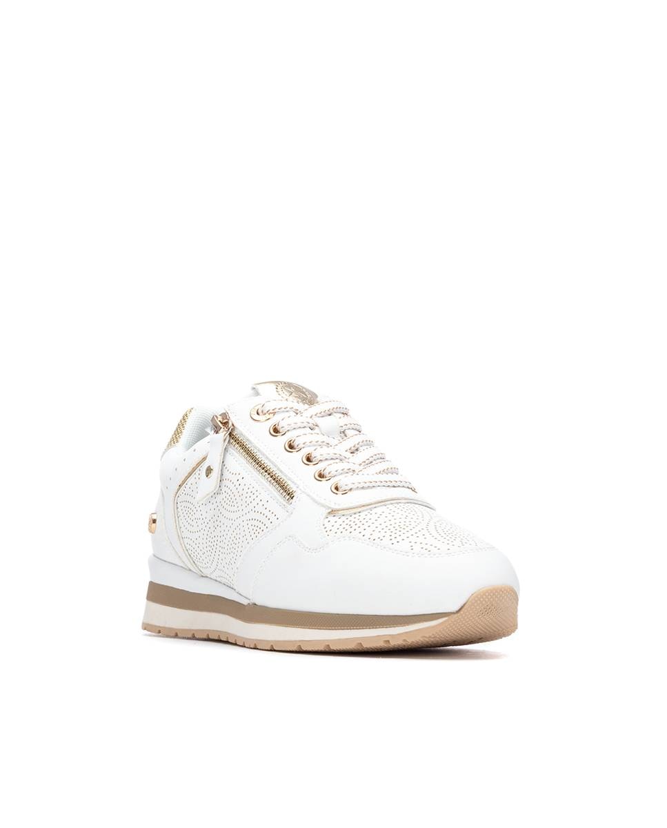 Zapatillas con cuña de mujer con cordones - Xti - Beige Beige-3