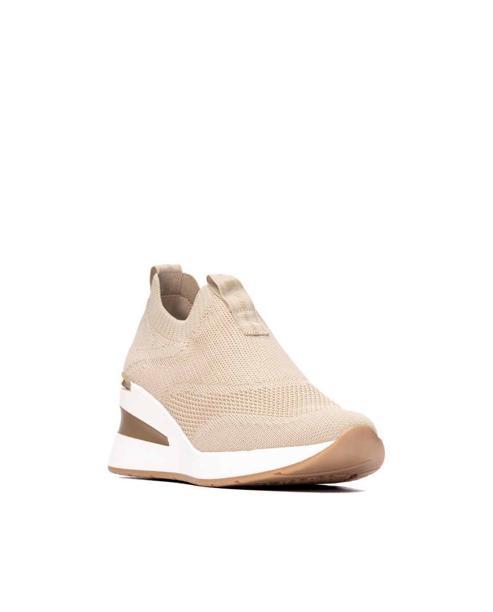 Zapatillas elásticas de mujer con cuña sin cordones - Xti - Beige Beige-3