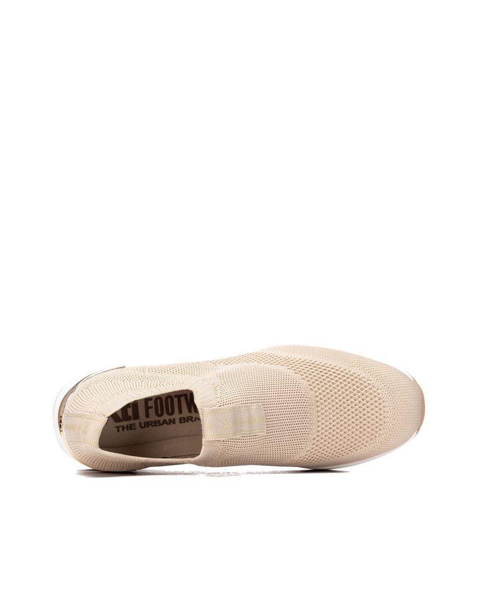 Zapatillas elásticas de mujer con cuña sin cordones - Xti - Beige Beige-5