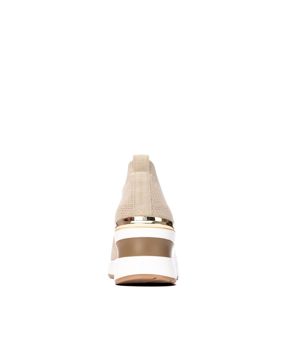 Zapatillas elásticas de mujer con cuña sin cordones - Xti - Beige Beige-9