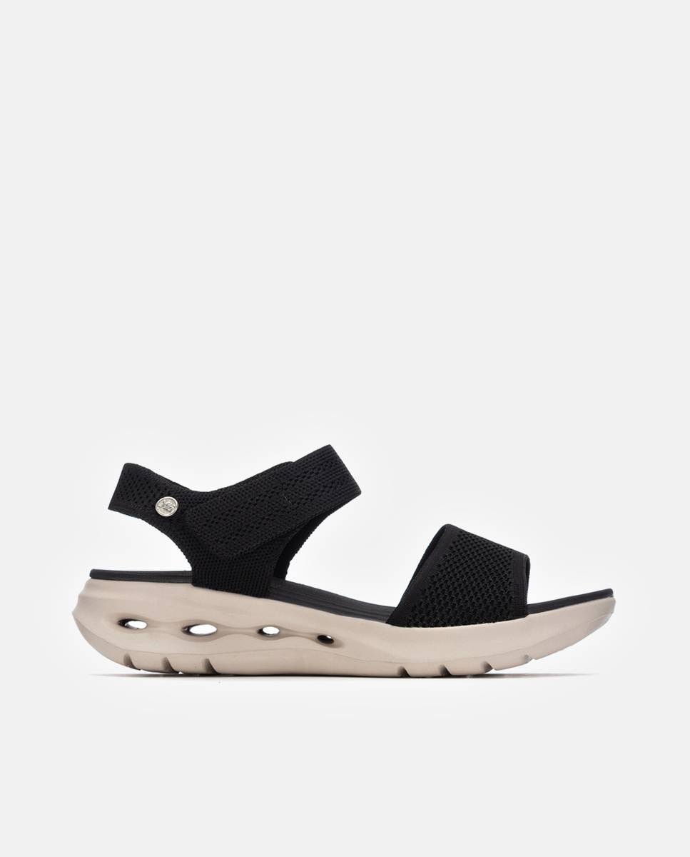 Sandalias planas de mujer con cierre autoadherente - Xti - Negro Negro-1