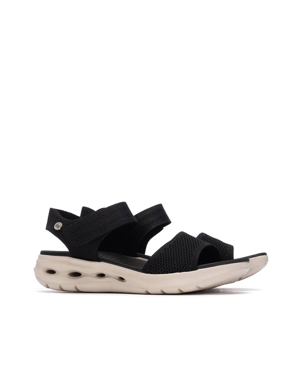Sandalias planas de mujer con cierre autoadherente - Xti - Negro Negro-4