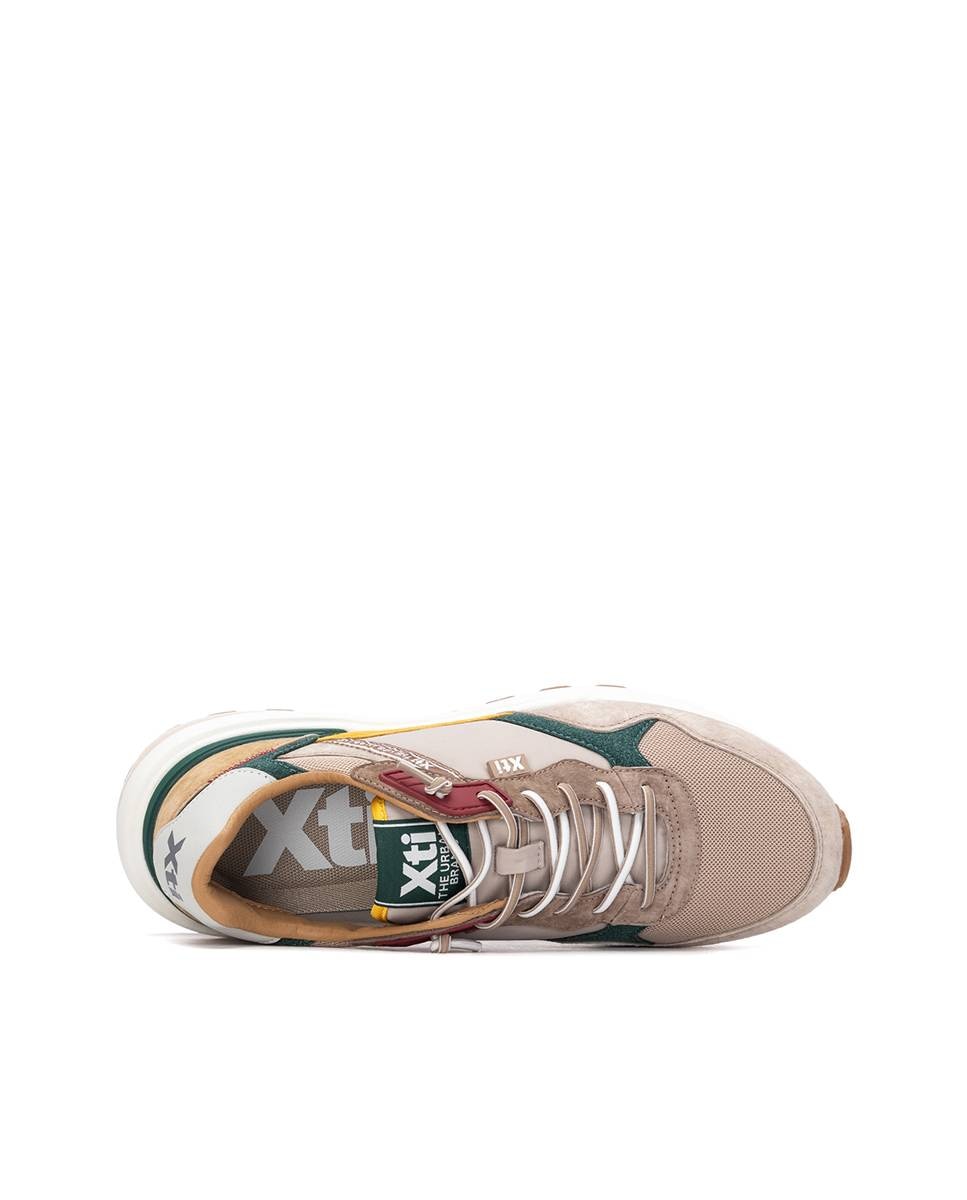 Zapatillas de hombre de piel con cordones - Xti - Beige Beige-5