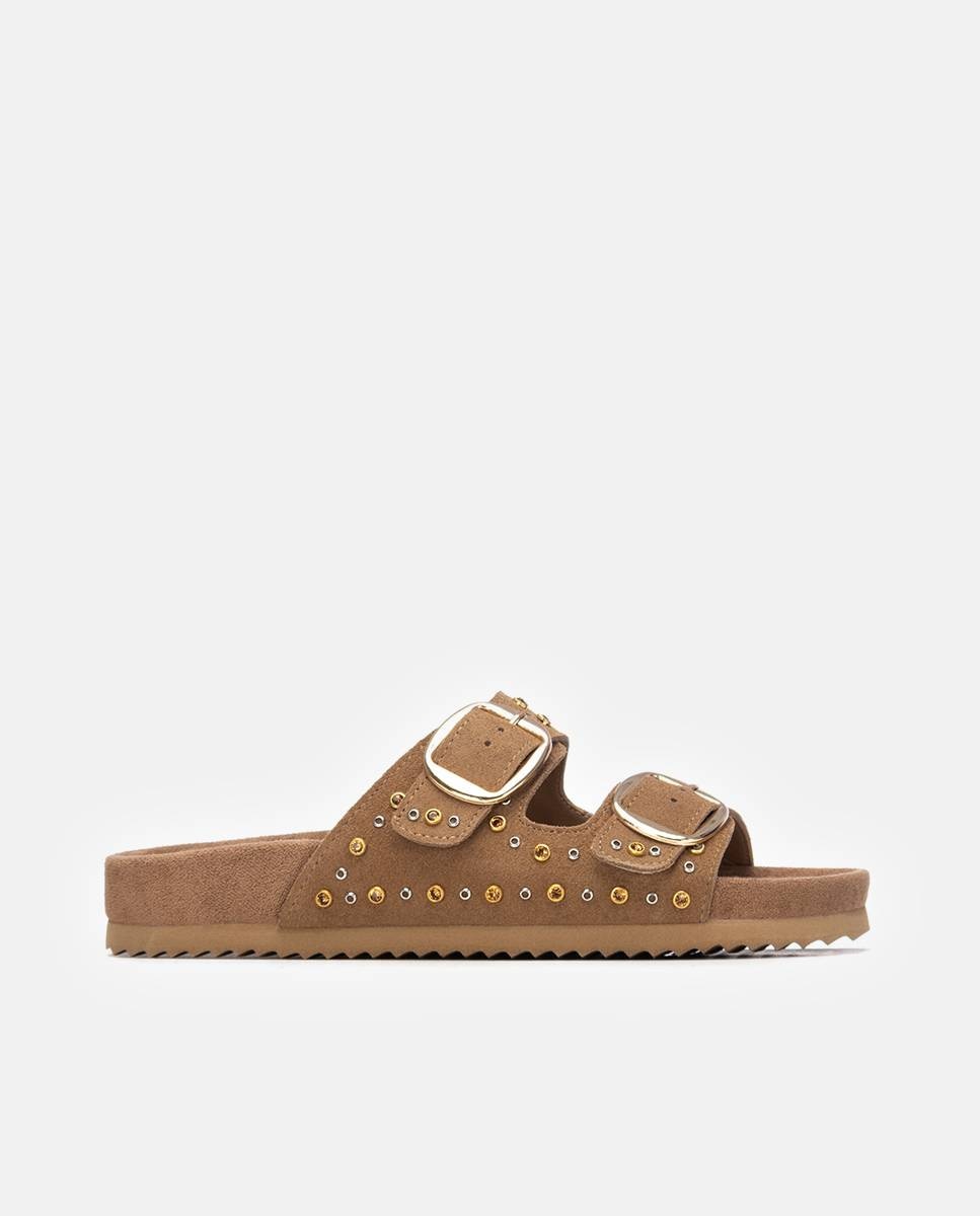 Xti - Sandalias planas de mujer con doble tira de hebillas.