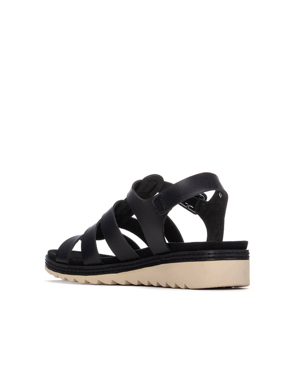 Refresh - Sandalias de mujer metalizadas con tiras y hebilla.
