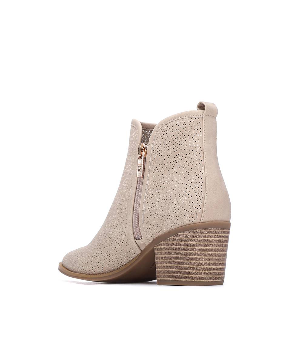 Botines básicos de mujer con tacón y cremallera - Xti - Beige Beige-2