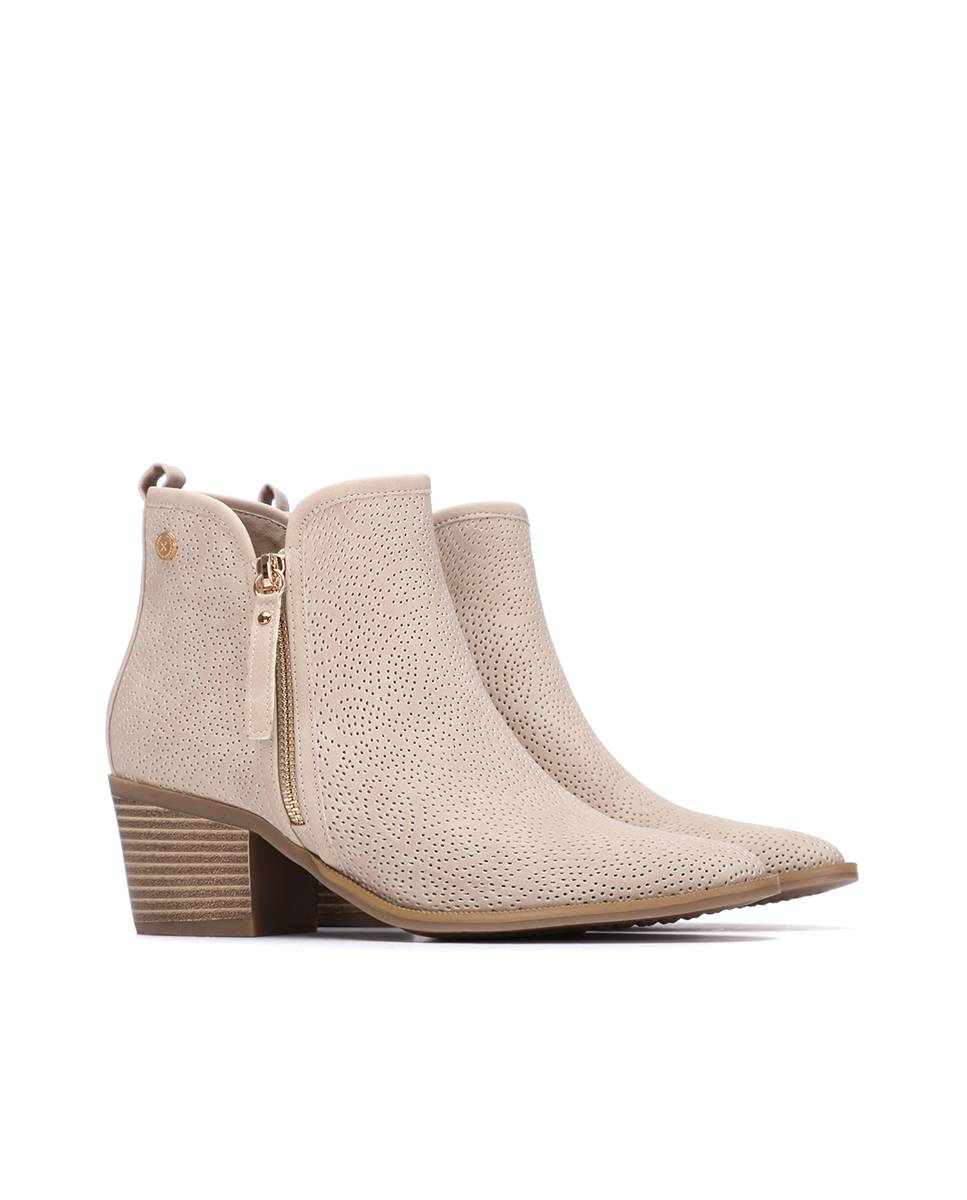 Botines básicos de mujer con tacón y cremallera - Xti - Beige Beige-4