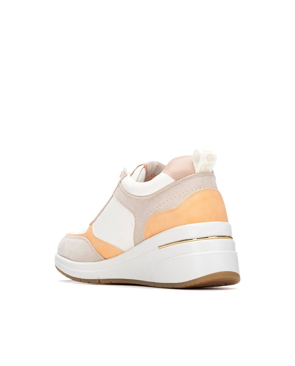 Zapatillas básicas de mujer con cremallera - Refresh - Beige / Blanco Beige / Blanco-4